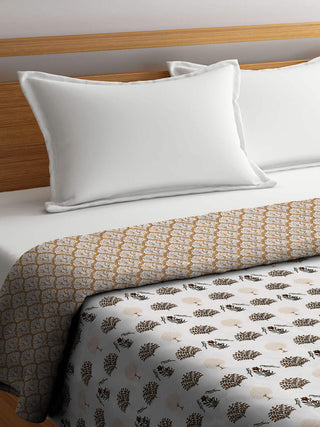 FABINALIV Multicolor Floral Reversible AC Room 300 GSM Pure Cotton Double Bed Dohar