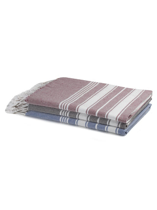 FABINALIV Unisex Set of 3 Multicolor Striped 225 GSM Cotton Bath Towels (140X70 cm)