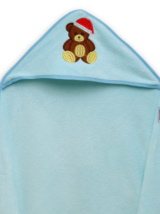 FABINALIV Infant Blue Cartoon Print Cotton Hooded Bath Towel (70X70 cm)