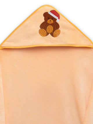 FABINALIV Infant Peach Cartoon Print Cotton Hooded Bath Towel (70X70 cm)