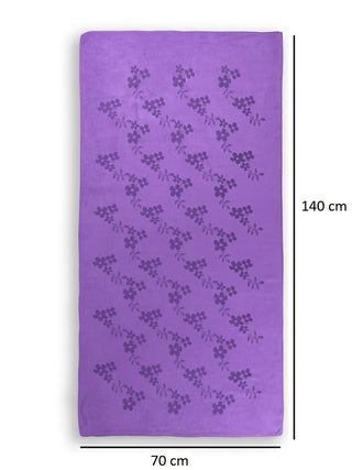 FABINALIV Unisex Purple Floral 420 GSM Cotton Bath Towel (140X70 cm)