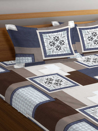 FABINALIV Multicolor Geometric 300 TC Cotton Blend King Size Double Bedsheet with 2 Pillow Covers (250X225 cm)