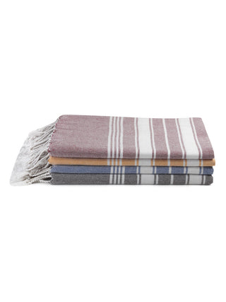 FABINALIV Unisex Set of 4 Multicolor Striped 225 GSM Cotton Bath Towels (140X70 cm)