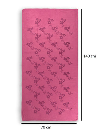FABINALIV Unisex Pink Floral 420 GSM Cotton Bath Towel (140X70 cm)