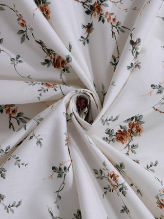 FABINALIV Off White Floral 300 TC Pure Cotton Super King Size Double Bedsheet with 2 Pillow Covers (270X270 cm)