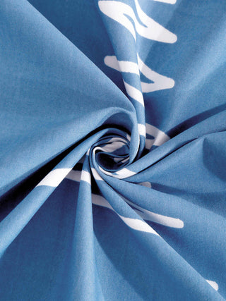 FABINALIV Blue Geometric 300 TC Cotton Blend King Size Fitted Double Bedsheet with 2 Pillow Covers (250X225 cm)