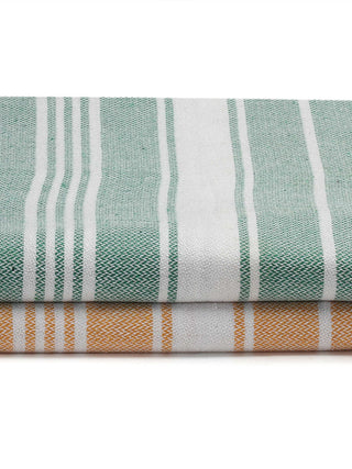 FABINALIV Unisex Set of 2 Multicolor Striped 225 GSM Cotton Bath Towels (140X70 cm)