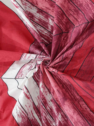 FABINALIV Red Geometric 300 TC Cotton Blend King Size Double Bedsheet with 2 Pillow Covers (250X225 cm)