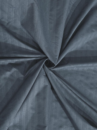 FABINALIV Dark Grey Striped 300 TC Cotton Blend Super King Size Double Bedsheet with 2 Pillow Covers (270X270 cm)