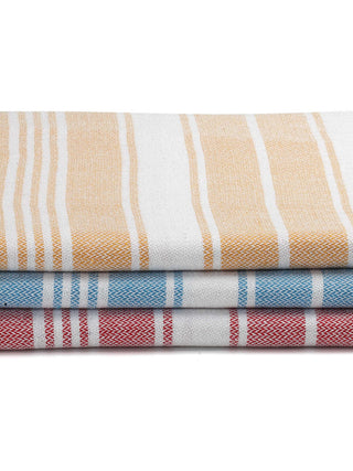 FABINALIV Unisex Set of 3 Multicolor Striped 225 GSM Cotton Bath Towels (140X70 cm)