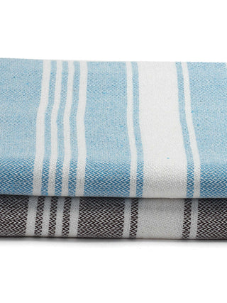 FABINALIV Unisex Set of 2 Multicolor Striped 225 GSM Cotton Bath Towels (140X70 cm)