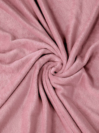 FABINALIV Baby Pink Solid 300 TC Woollen King Size Fitted Double Bedsheet with 2 Pillow Covers (250X225 cm)