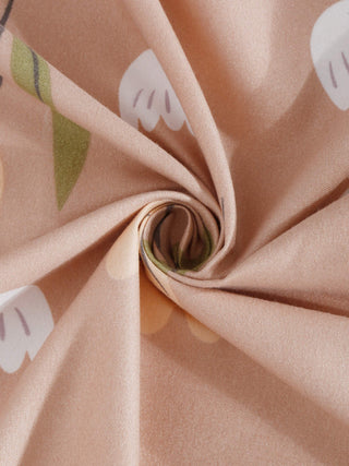 FABINALIV Brown Floral 300 TC Cotton Blend King Size Double Bedsheet with 2 Pillow Covers (250X225 cm)