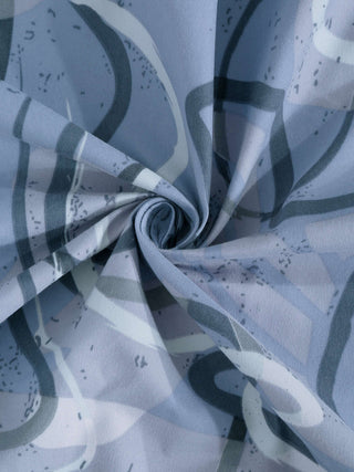 FABINALIV Blue Abstract 300 TC Cotton Blend Super King Size Double Bedsheet with 2 Pillow Covers (270X270 cm)