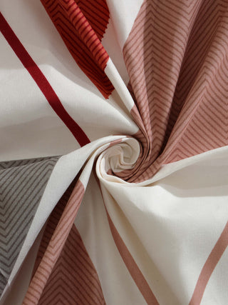 FABINALIV Multicolor Geometric 300 TC Cotton Blend Single Bedsheet with Pillow Cover (225X150 cm)