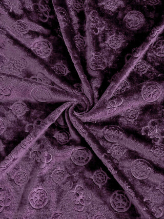 FABINALIV Raisin Purple Geometric 300 TC Woollen Embossed King Size Double Bedsheet with 2 Pillow Covers (250X225 cm)