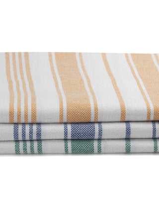 FABINALIV Unisex Set of 3 Multicolor Striped 225 GSM Cotton Bath Towels (140X70 cm)