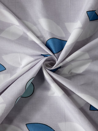 FABINALIV Grey Floral 300 TC Cotton Blend King Size Double Bedsheet with 2 Pillow Covers (250X225 cm)