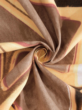 FABINALIV Brown Geometric 300 TC Cotton Blend King Size Fitted Double Bedsheet with 2 Pillow Covers (250X225 cm)