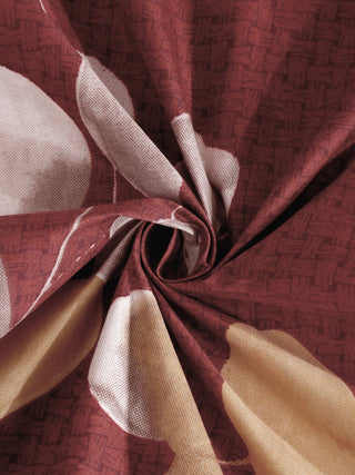 FABINALIV Maroon Floral 300 TC Cotton Blend King Size Fitted Double Bedsheet with 2 Pillow Covers (250X225 cm)