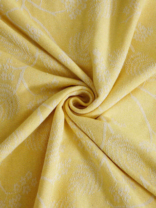 FABINALIV Yellow Floral 100% Cotton Handwoven King Size Double Bedsheet with 2 Pillow Covers (250X225 cm)