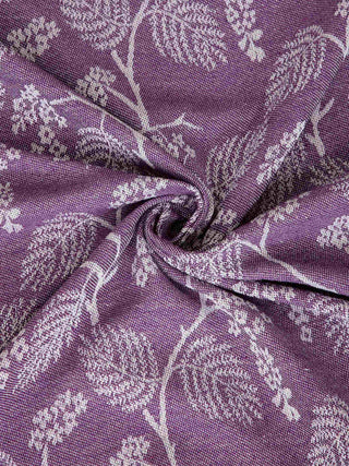 FABINALIV Purple Floral 350 TC 100% Cotton Handwoven King Size Double Bedsheet with 2 Pillow Covers (250X225 cm)