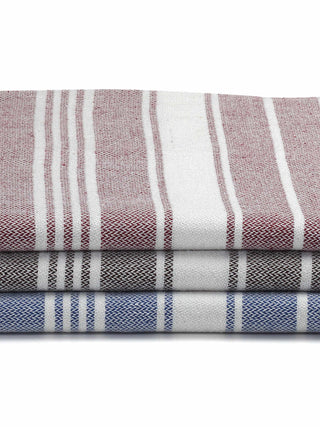 FABINALIV Unisex Set of 3 Multicolor Striped 225 GSM Cotton Bath Towels (140X70 cm)