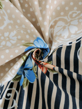 FABINALIV Multicolor Floral 300 TC Cotton Blend King Size Fitted Double Bedsheet with 2 Pillow Covers (250X225 cm)