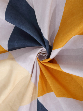 FABINALIV Multicolor Geometric 300 TC Cotton Blend Super King Size Double Bedsheet with 2 Pillow Covers (270X270 cm)