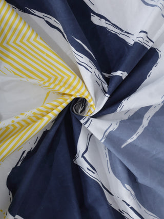 FABINALIV Multicolor Chevron 300 TC Cotton Blend Single Bedsheet with Pillow Cover (225X150 cm)