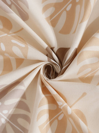 FABINALIV Beige Floral 300 TC Cotton Blend King Size Double Bedsheet with 2 Pillow Covers (250X225 cm)