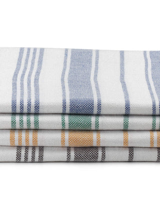 FABINALIV Unisex Set of 4 Multicolor Striped 225 GSM Cotton Bath Towels (140X70 cm)