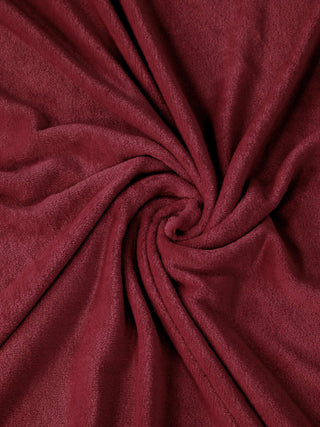 FABINALIV Maroon Solid 300 TC Woollen King Size Fitted Double Bedsheet with 2 Pillow Covers