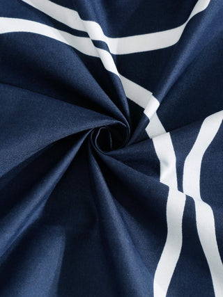 FABINALIV Blue Geometric 300 TC Cotton Blend King Size Double Bedsheet with 2 Pillow Covers (250X225 cm)