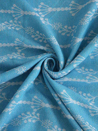 FABINALIV Blue Floral 100% Cotton Handwoven King Size Double Bedsheet with 2 Pillow Covers (250X225 cm)