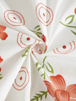 FABINALIV White Floral 300 TC Cotton Blend King Size Fitted Double Bedsheet with 2 Pillow Covers (250X225 cm)