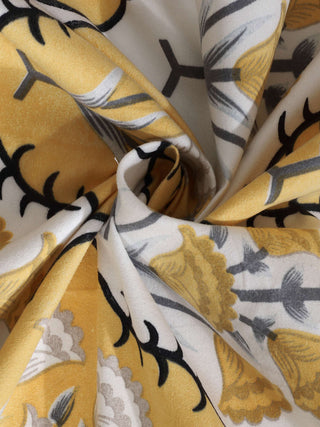 FABINALIV Yellow Floral 300 TC Cotton Blend Super King Size Double Bedsheet with 2 Pillow Covers (270X270 cm)
