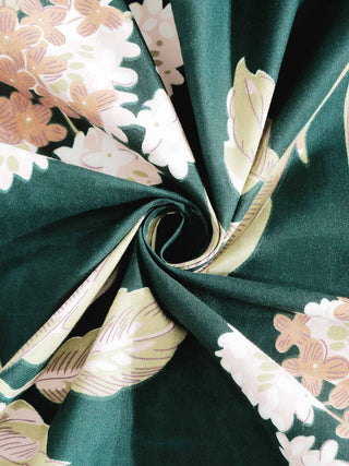 FABINALIV Green Floral 300 TC Cotton Blend King Size Double Bedsheet with 2 Pillow Covers (250X225 cm)