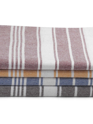 FABINALIV Unisex Set of 4 Multicolor Striped 225 GSM Cotton Bath Towels (140X70 cm)