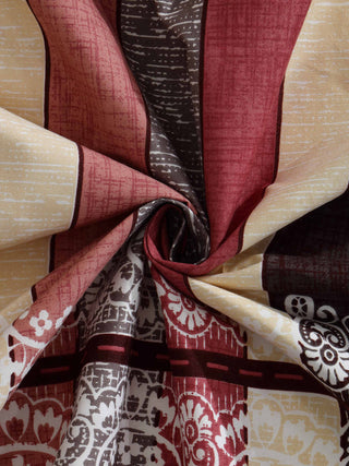 FABINALIV Multicolor Ethnic 300 TC Cotton Blend Single Bedsheet with Pillow Cover (225X150 cm)
