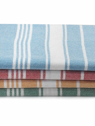 FABINALIV Unisex Set of 4 Multicolor Striped 225 GSM Cotton Bath Towels (140X70 cm)