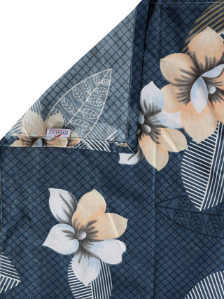 FABINALIV Blue Floral 300 TC Cotton Blend King Size Double Bedsheet with 2 Pillow Covers (250X225 cm)