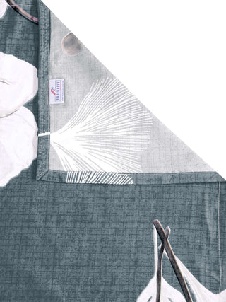 FABINALIV Grey Floral 300 TC Cotton Blend King Size Double Bedsheet with 2 Pillow Covers (250X225 cm)