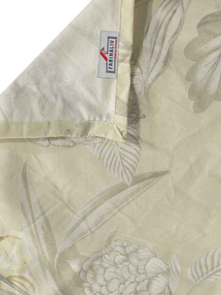 FABINALIV Cream Floral 300 TC Cotton Blend King Size Double Bedsheet with 2 Pillow Covers (250X225 cm)
