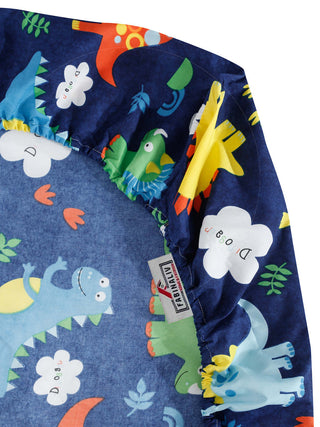 FABINALIV Blue Cartoon Print 300 TC Cotton Blend King Size Fitted Double Bedsheet with 2 Pillow Covers (250X225 cm)