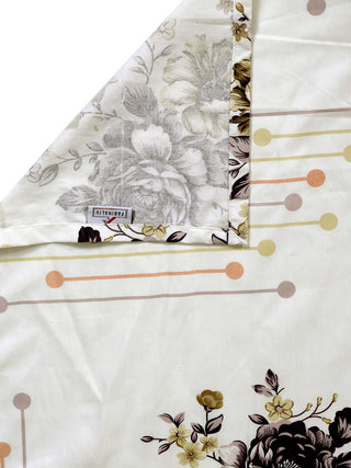 FABINALIV Off White Floral 300 TC Pure Cotton King Size Double Bedsheet with 2 Pillow Covers (250X225 cm)