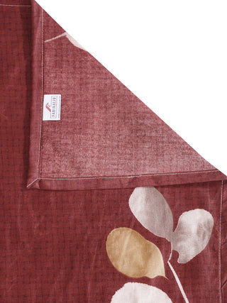 FABINALIV Maroon Floral 300 TC Cotton Blend King Size Double Bedsheet with 2 Pillow Covers (250X225 cm)