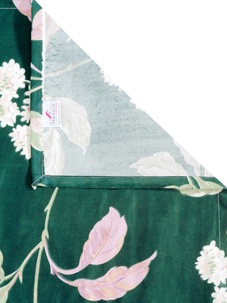 FABINALIV Green Floral 300 TC Cotton Blend King Size Double Bedsheet with 2 Pillow Covers (250X225 cm)