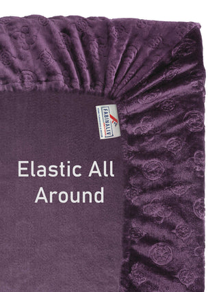 FABINALIV Raisin Purple Geometric 300 TC Woollen Embossed King Size Fitted Double Bedsheet with 2 Pillow Covers