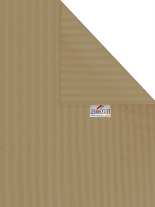 FABINALIV Beige Striped 300 TC Cotton Blend King Size Double Bedsheet with 2 Pillow Covers (250X225 cm)